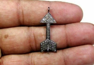 Pave Diamond Arrow Charm 925 Sterling Silver Connector Diamond Findings Charm. - Picture 1 of 12