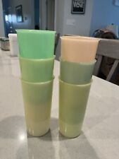 6 Vintage Tupperware Pastel Plastic Tumblers 9oz Cups #116 5" Tall