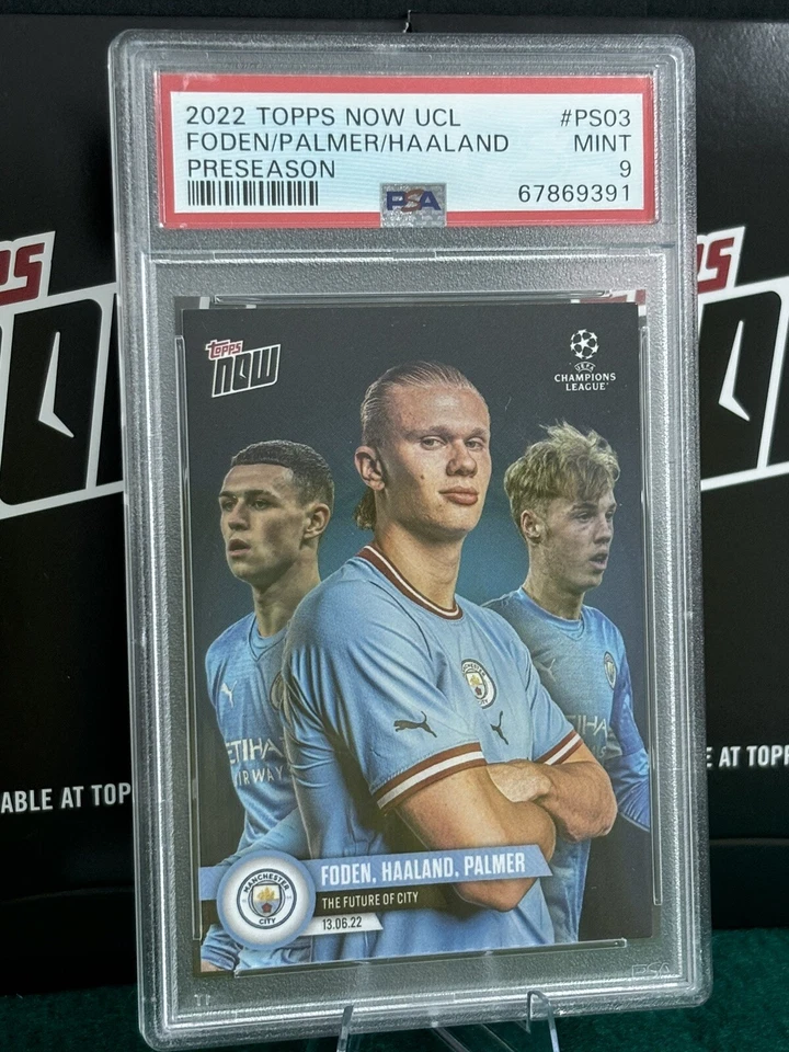 2022 Topps Now UCL Folden Palmer Haaland Manchester City Preseason PSA9 - Imagen 1 de 2