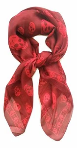 ALEXANDER MCQUEEN Écharpe Keffieh Femme Mousseline de Soie De Soie 110640 Rouge - Imagen 1 de 2