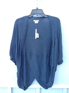 $77 Nwt La Made Brand Gray Short Sleeve Cardigan Throw Size S - Picture 1 of 2