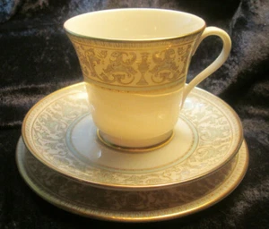 Gorham China Lorenzo De Medici Green & Gold Pattern Bread & Butter Cup & Saucer - Picture 1 of 4