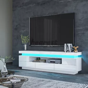 TV Unit Cabinet Media Storage with 5 Drawers, High Gloss TV Stand TV bench LED - Picture 1 of 10