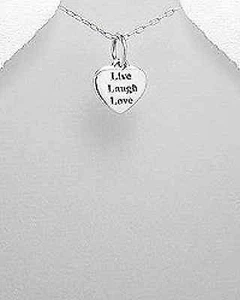 925 Sterling Silver Live Laugh Love Pendant - Picture 1 of 1