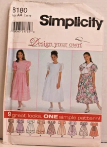 Party Braut Party Prinzessin Mädchen 9 Looks Kleid Gr: 7-10 Vintage Simplicity 78180 - Bild 1 von 3