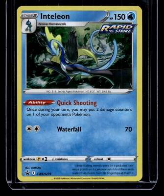 Inteleon Holographic SWSH279 Black Star Promo Sword & Shield Holo Pokemon Card - Image 1 of 2