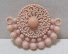 Old Vintage Highly Detailed Lacy Pink Plastic Molded Brooch Layered Center