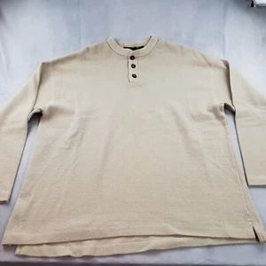 Anchor Blue Heavy Knit Sweatshirt Thermal Tee Long Sleeve XL Vintage 90s - Picture 1 of 15