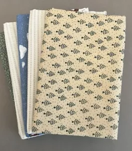Lot Of 5 Quilting Fat Quarters 100% Cotton Fabric Bundle 18” x 22” Snowmen Green - Picture 1 of 6