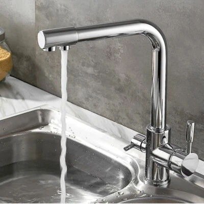 Chrome 3 Way Filter Kitchen Sink Mixer Tap 360° Spout Pure Water Dual Level Tap - Image 1 of 4