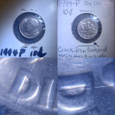 1994-P U.S. Dime Reverse Die Crack (See Pics) - Image 1 of 4