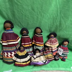 Vintage Lot of 1940's - 1950's Seminole Indian Palmetto & Patch Work Cloth Dolls - Picture 1 of 24