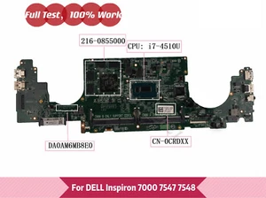 For Dell 15 7547 with I7-4510U CPU Motherboard DA0AM6MB8E0 CN-0CRDXX 0CRDXX Test - Picture 1 of 7