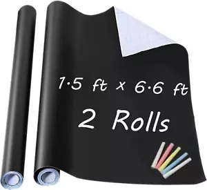 Chalkboard Wall Sticker 2 Rolls 18" X 79" Wallpaper Peel and Stick Chalk Board C - Picture 1 of 12