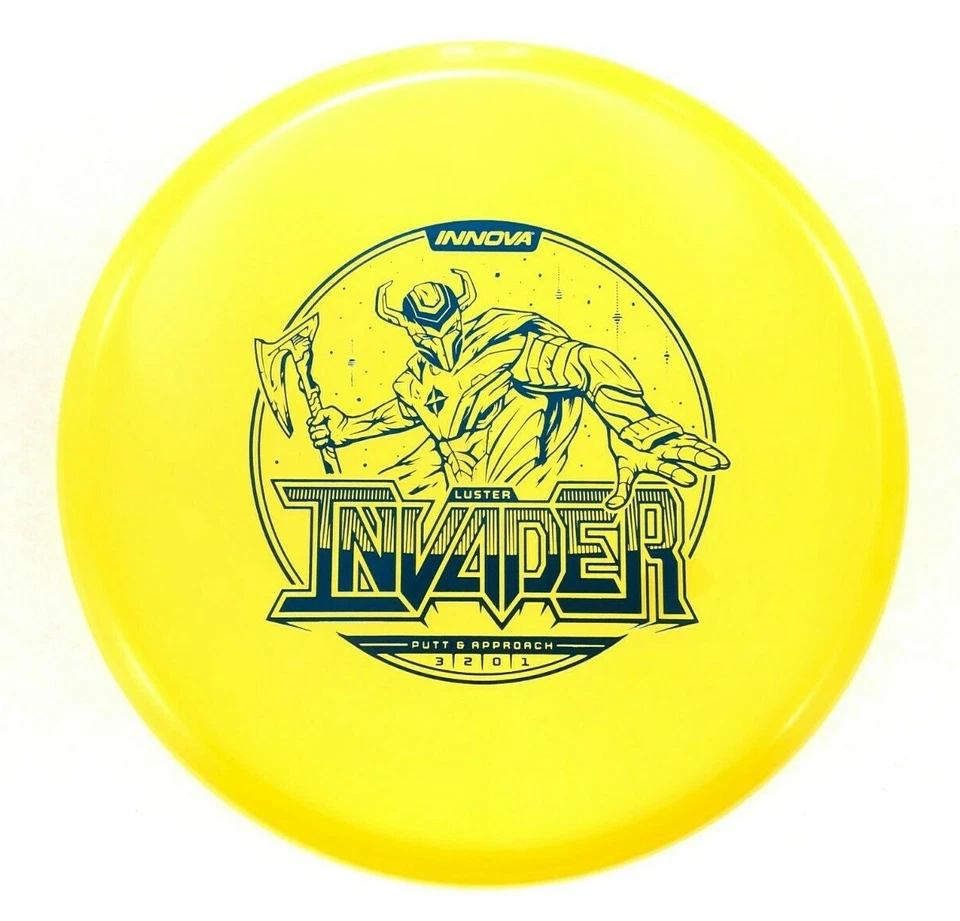 DISC GOLF INNOVA CHAMPION LUSTER INVADER PUTTER APPROACH 170g YELLOW W/ BLUE - Image 1 of 1