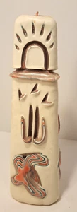 South Western Candle 12 inch White Orange Blue - Picture 1 of 5