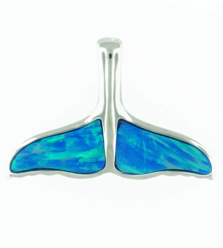 Sterling Silver Deluxe Synthetic Opal Hawaiian Whale Tail - Image 1 of 2