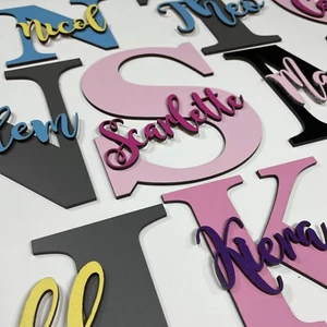 Personalised painted wooden letter with script name - Any colour - MDF wood - Picture 1 of 2