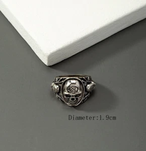 Anello Uomo decorato teschio colore argento cranio punk scheletro - Foto 1 di 2