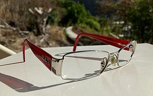 Ray-Ban Eyeglasses Silver Frames Red Arms 51-16 (30) - Picture 1 of 4