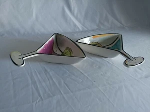 2 Clay Art SALSA Ceramic Triangular Shaped Dip Dessert Snacks Serving Dishes - Picture 1 of 11