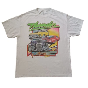 Vintage J Galt T Shirt Mens XL White Thunder Kustom Club Rally HoT Rod Cars 80s - Picture 1 of 17