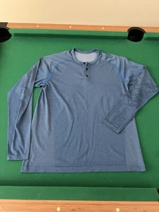 Lululemon Shirt Large blau Henley Metal Vent Tech Stretch Performance Gym Preppy - Bild 1 von 13