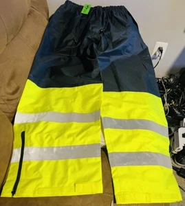 Work Pants Blue Reflective Yellow High Visibility Waterproof NWT Mens Size XL - Picture 1 of 5