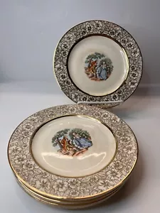 Royal China 22 KT Gold Salad Plates "Warranted" - Lot of 6 - Picture 1 of 4