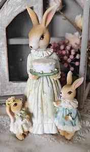 Osterdeko Kaninchen Hase Mutter Kinder Clayre & Eef Landhausstil  21 x 13 cm - Bild 1 von 5