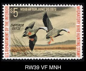 RW39 VF MNH 1972 Emperor Geese US Federal Duck Stamp Migratory Waterfowl - Picture 1 of 3