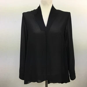 Lapis Women's Top Small Black Sheer Long Sleeve V-neck - Picture 1 of 9