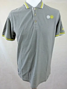 BNWT Mens Grey Crosshatch Backlash Polo XL Printed Yellow Stripe Contrast Collar - Picture 1 of 10