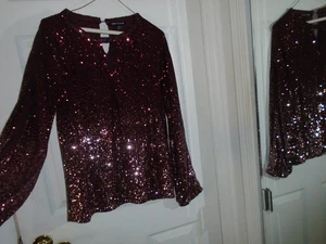 Cable & Gauge Burgunderrot Pailletten Top Größe Large - Bild 1 von 3