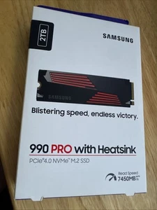 Samsung 990 PRO 2TB PCIe 4.0 NVMe M.2 SSD w/ Heatsink MZ-V9P2T0 BRAND NEW - Afbeelding 1 van 1