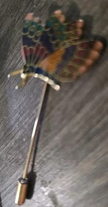 Vintage Cloisonné Enamel Stick Pin, Butterfly, Gold Tone - Picture 1 of 6
