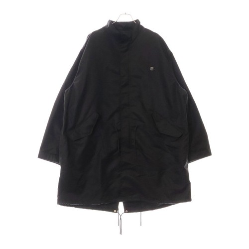 GIVENCHY 24AW Parka Nylon Giacca Coda di Pesce 24AW Logo Applique Cappotto Lungo Nero Usa