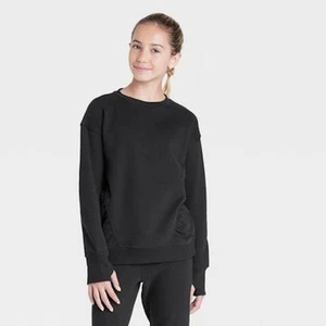 Girls' Fleece Pullover Sweatshirt - All in Motion Black M - Picture 1 of 1