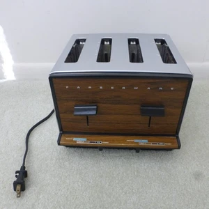 Vintage Farberware Toaster 4-Slice Model 295 Chrome Wood Grain MCM USA Pls Rd - Picture 1 of 17