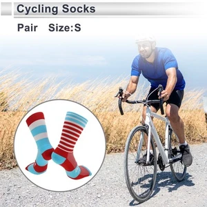 Cycling Socks Sweat-Absorbent Anti-Odor Middle Tube Green Red 1 Pair - Picture 1 of 6