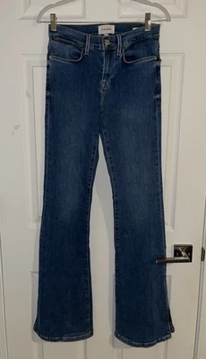 FRAME Jeans Womens 28 Blue LE HIGH FLARE Medium Wash Stretch Denim Boho - Image 1 of 4