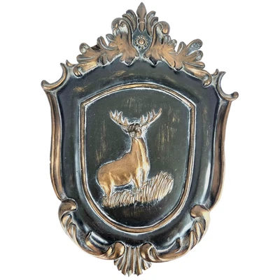 Винтажная настенная табличка Buck Deer Elk Award CabinCore черная позолоченная бронза 3D - Изображение 1 из 4