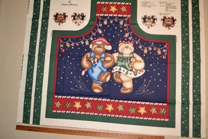 Cotton fabric panel, Christmas Can Bearly Wait! Apron, 45" x 35" - Picture 1 of 6