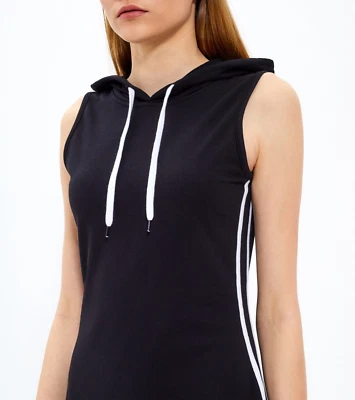 Camiseta sin mangas Ambiance Brand talla S con capucha cuello en V gris con mangas blancas y capucha Foto 1 de 4