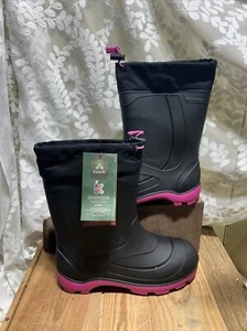 New Kamik Snobuster Kids' Waterproof/Insulated Boots (Black/Pink), US Size 6 - Picture 1 of 7