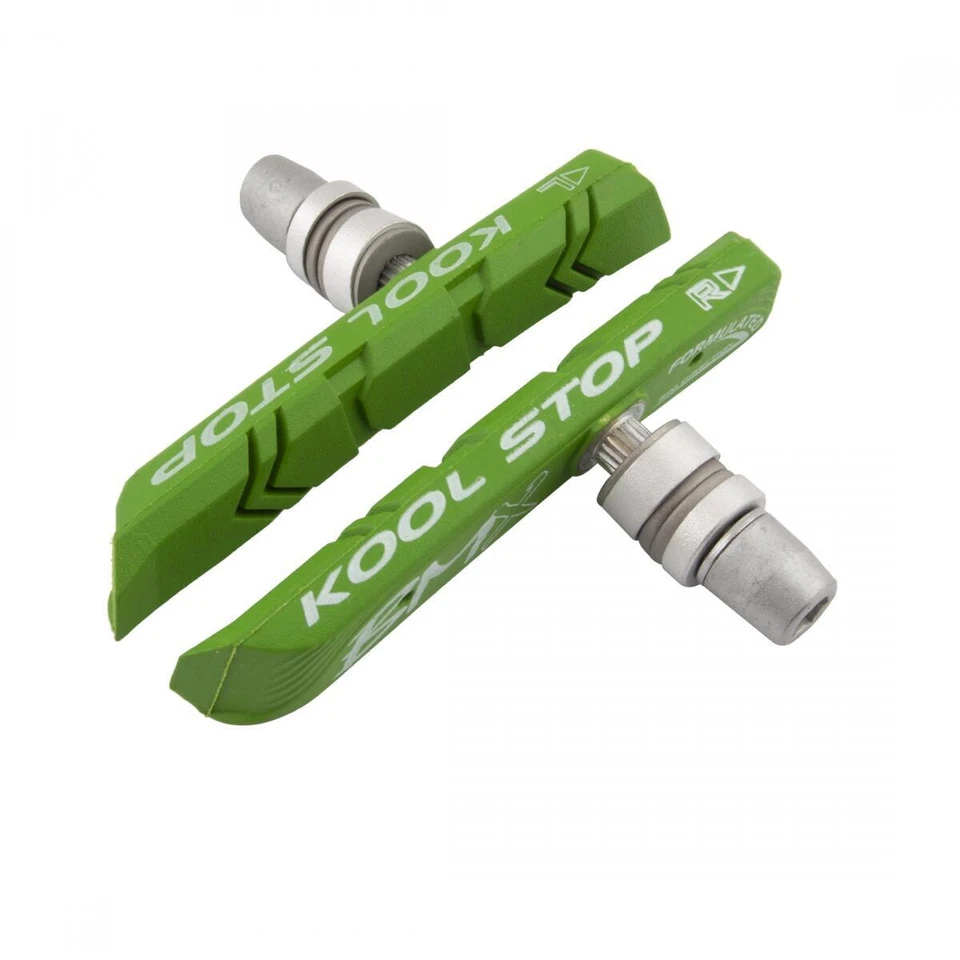 Pastilhas de freio de bicicleta KOOL STOP SAPATOS V-BRAKE BMX VERDE PR com HRDWR - Imagem 1 de 1