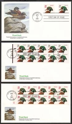 1986 Wood Ducks Sc 2484e 2485a booklet panes, red & black, Fleetwood cachets - Image 1 of 2