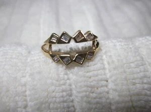 NATURAL BAGUETTE CUT WHITE DIAMOND INSERT RING 14K YELLOW GOLD - Picture 1 of 12