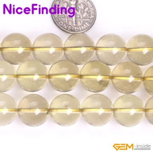 Cuentas redondas de piedras preciosas de cuarzo limón amarillo natural para hacer joyas de 15" - Imagen 1 de 22