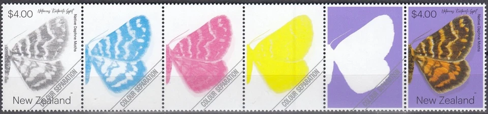 NEW ZEALAND 2020 Native Daphne Moths, $4 Colour Separation Proof MNH - Image 1 of 1